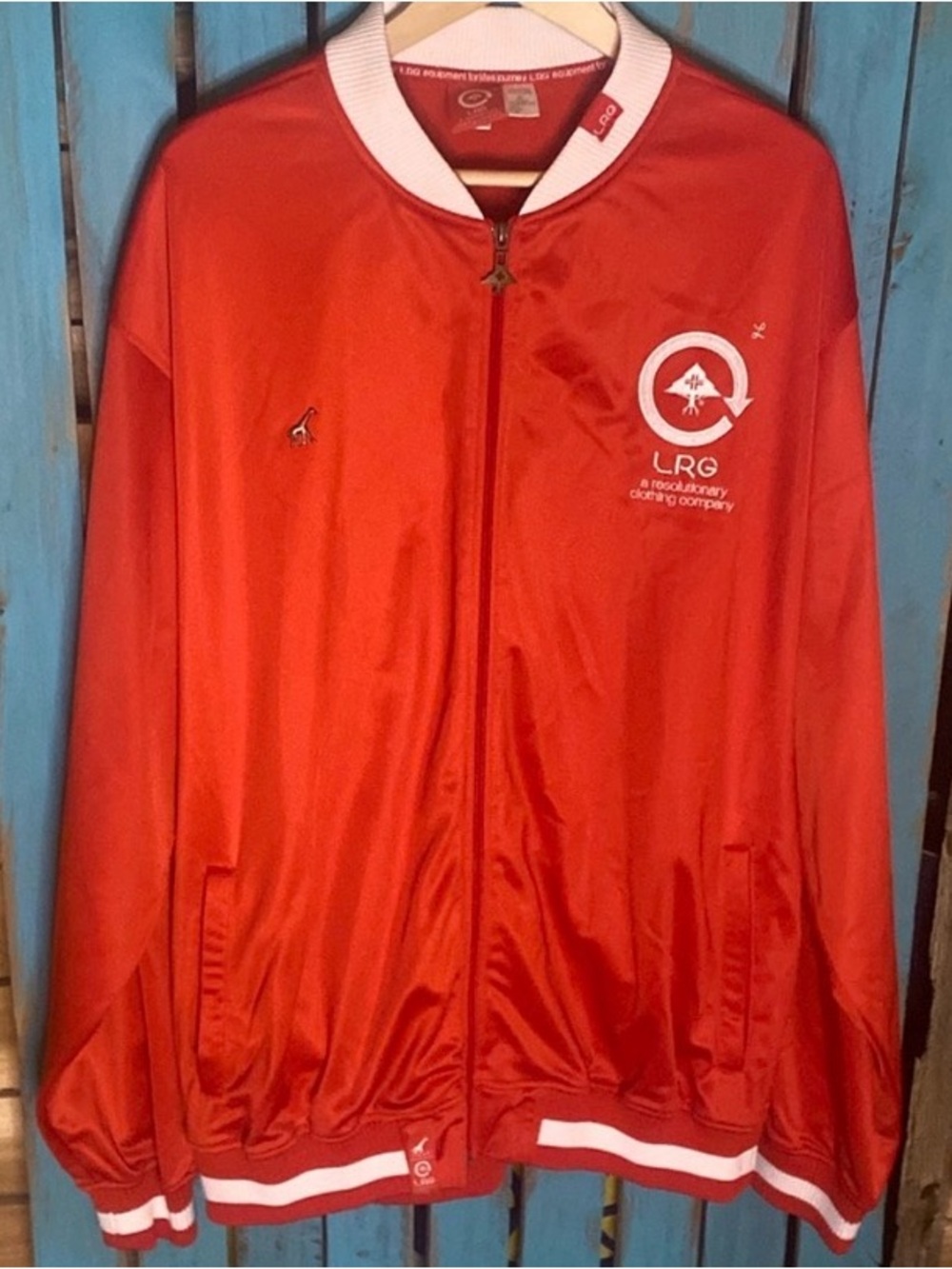 Lrg Grassroots Track Jacket red and white giraffe size 4XL full zip embroidered